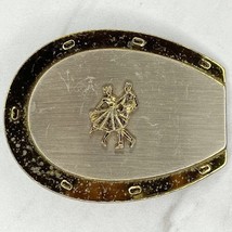 Vintage Silver and Gold Tone Horseshoe Square Dancing Western Belt Buckle - £13.22 GBP