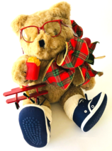 Christmas Plush Teddy Bear Little Boy Sneakers Toy Airplane Fries Glasse... - $19.34