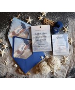Barefoot Beach | Wedding invitation, details card and envelope/liner | 25 sets