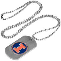 Illinois Fighting Illini Dog Tag Necklace with a embedded collegiate med... - £11.80 GBP