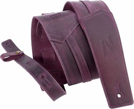 Nefelibata 3&quot; Guitar Strap, Full Grain Leather, With Foam Padding And Cable - £60.22 GBP