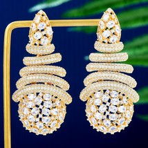 Wedding DUBAI Bridal Earrings ?????? ??????? Luxury Cubic Zircon Round Statement - £44.46 GBP