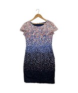 Talbots Dress Womens 8 Blue Pink Floral Sheath Lined Short Sleeve Spring... - $48.61 CAD