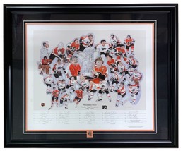 1974-75 Philadelphia Flyers (35) Team Signed Framed 18x30 Lithograph Fly... - $290.99