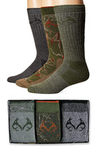 Realtree Mens Camo Merino Wool Boot Crew Socks Gift Box Thermal Cushion 3 Pair - £22.41 GBP