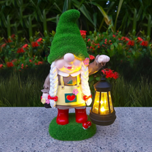 Garden Gnome with Solar Light, Waterproof Garden Statue Holding a Warm W... - £29.27 GBP