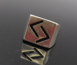 925 Sterling Silver - Vintage Shiny Arrow Cutout Square Band Ring Sz 12 - RG9476 - £33.19 GBP