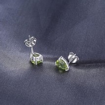 7x5mm Pear Cut Lab-Created Peridot Solitaire Stud Earrings 14K White Gold Plated - £58.61 GBP