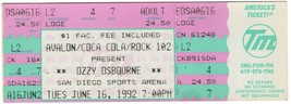 VTG Ozzy Osbourne Concert Ticket Stub San Diego, CA Sports Arena June 16... - £10.23 GBP