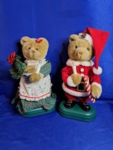 Avon Twinkling Musical Teddies Mr &amp; Mrs Claus Teddy Bear Holiday Christm... - $46.74