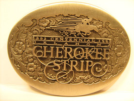 Genuine Pewter Belt Buckle Cherokee Strip 1893 1993 Centennial Oklahoma [Y95n] - £53.70 GBP