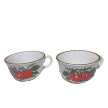 VTG Large Jumbo Cup Bowl Soup Side Handle Strawberries Hand Painted Japan #2 Set - £12.85 GBP