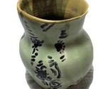 Green and Yellow Hand Made Ceramic Plant Pot 5 inches high - £5.00 GBP