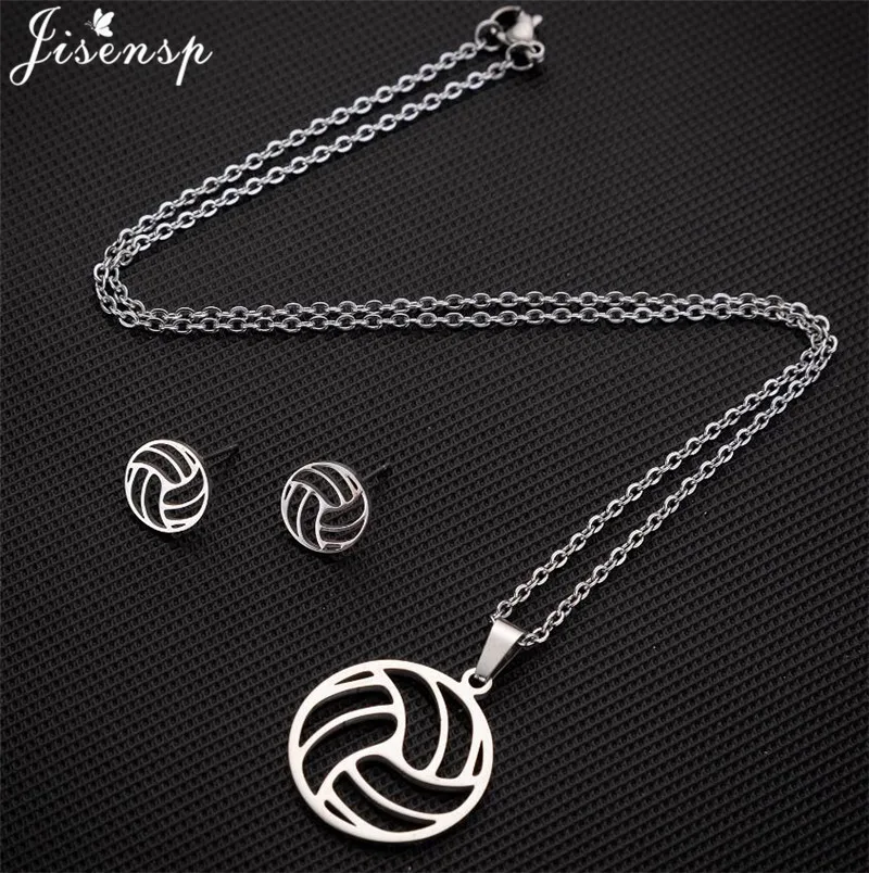 Sporting Jisensp Volleyball Jewelry Aklace for Women Men Stainless Steel Chain A - £23.49 GBP