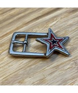 Vintage Red Blue Silver Tone Star Belt Buckle Small Soviet? KG JD - $19.80