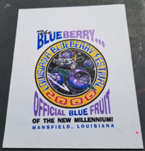 Louisiana Blueberry Festival Poster 2000 Official Blue Fruit Mansfield N... - $28.45