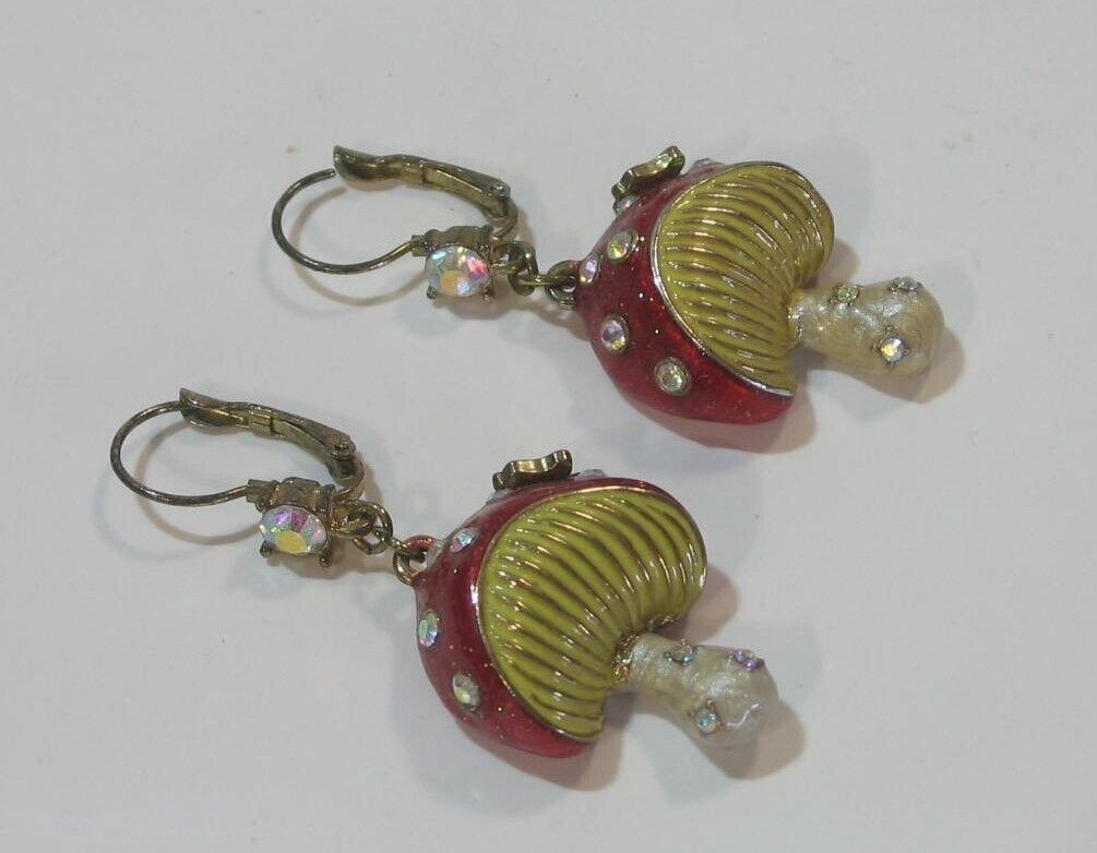 BETSEY JOHNSON Vintage Red Mushroom Pair of Earrings - $49.49