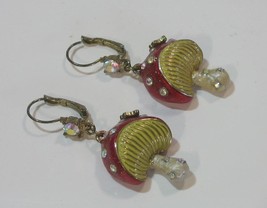 Betsey Johnson Vintage Red Mushroom Pair Of Earrings - £39.56 GBP