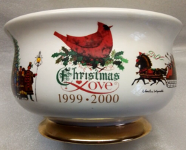 Charles Wysocki Love Bowl or Planter Christmas Teleflora 8&quot; Ceramic 1999... - $19.10
