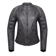 Ladies Lightweight Distressed Gray Goat Skin Leather Jacket - $188.91+