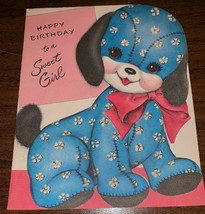 Forget Me Not 1950&#39;s Dog Puppy Happy Birthday Vintage Greeting Card Used - $5.88