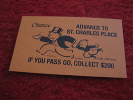 2004 Monopoly Board Game Piece: Advance To St. Charles Place Chance Card  - £0.79 GBP
