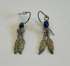 Eugene Belone Navajo Sterling Silver Feather Dangling Fish Hook Earrings... - $117.81