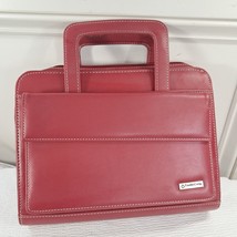 Franklin Covey Red Zip Planner Binder Briefcase Handles 7 ring organizer... - £38.65 GBP