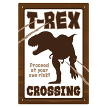 T-Rex Crossing Tin Sign - $21.94