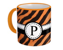 Monogram Letter P : Gift Mug Tiger Letter Initial ABC Print Stripe CG7159P - £12.47 GBP