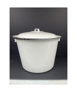Vintage White Enamel Bucket With Lid - Diaper Pale-Farmhouse Decor - $37.61 CAD