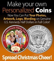 Greeting Card PERSONALIZED COIN Any Holiday U.S. JFK Half Dollar MERRY C... - $8.56