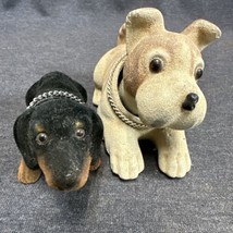 Vintage Pair Of Flocked Bobble Head Nodder Dashboard spotted Dog &amp; Dashound - $18.81