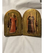 Gold Florentine Folding Wood Angels Two Panels Religious Art - $39.59