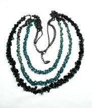 Coldwater Creek Multi Strand Blue Black Beaded 40&quot; Chain Necklace - £9.98 GBP