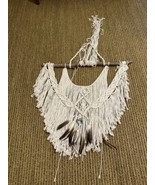 Large Wall Art Boho Macrame With Feathers Turquoise Horns Decor   30x60 - $64.35