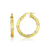 14k Two-Tone Gold 1.0 Inch Alternate Textured Women&#39;s Hoop Earrings - £248.59 GBP