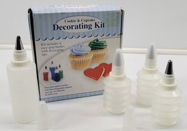 *D) Cookie and Cupcake Decorating Kit Squeeze Bottles Stainless Tips - $5.93