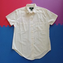 HUNT CLUB Vintage 90s Womens Short Sleeve Button Down Shirt Sz M Cream I... - $17.82