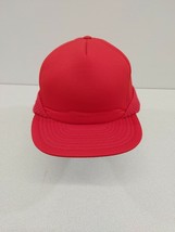  San Sun Vintage Blank Red Baseball Hat Red Polyester Blend Winter Back Half Cap - £10.01 GBP