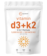 Micro Ingredients Vitamin D3 5000 IU with K2 100 mcg, 300 Soft-Gels | K2 MK-7  - $40.88