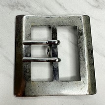 Vintage Double Prong Square Silver Tone Simple Basic Belt Buckle - £5.20 GBP