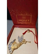 Monet Designer Holiday Angel Playing Trumpet Rhinestone Christmas Tree O... - $25.72 CAD