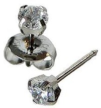 3 PAIR Ear Piercing Studs Earrings Silver 5 mm Clear CZ Stainless Steel System 7 - £23.97 GBP