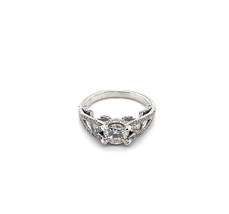 1.00 Carat Round Brilliant Cut Diamond Engagement Ring 18K White Gold Fancy Moun - £3,952.07 GBP