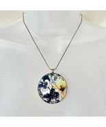 LIA SOPHIA floral resin disc necklace on silver chain - $39.39 CAD