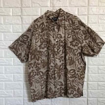 Eddie Bauer 100% linen tropical taupe top with leaves - $42.08