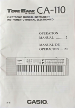 Casio CA-110 Tone Bank Keyboard Original Owner&#39;s User&#39;s Operation Manual... - £19.60 GBP