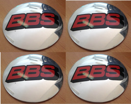 Set of 4 - car wheel center cap stickers - BBS Domed Chrome, Red &amp; Black - £16.90 GBP