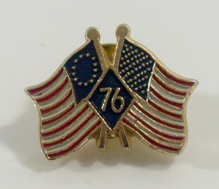 1776-1976 AMERICAN INDEPENDANCE, COLONY AND PRESENT TWO FLAG SOUVENIR PIN - $10.88
